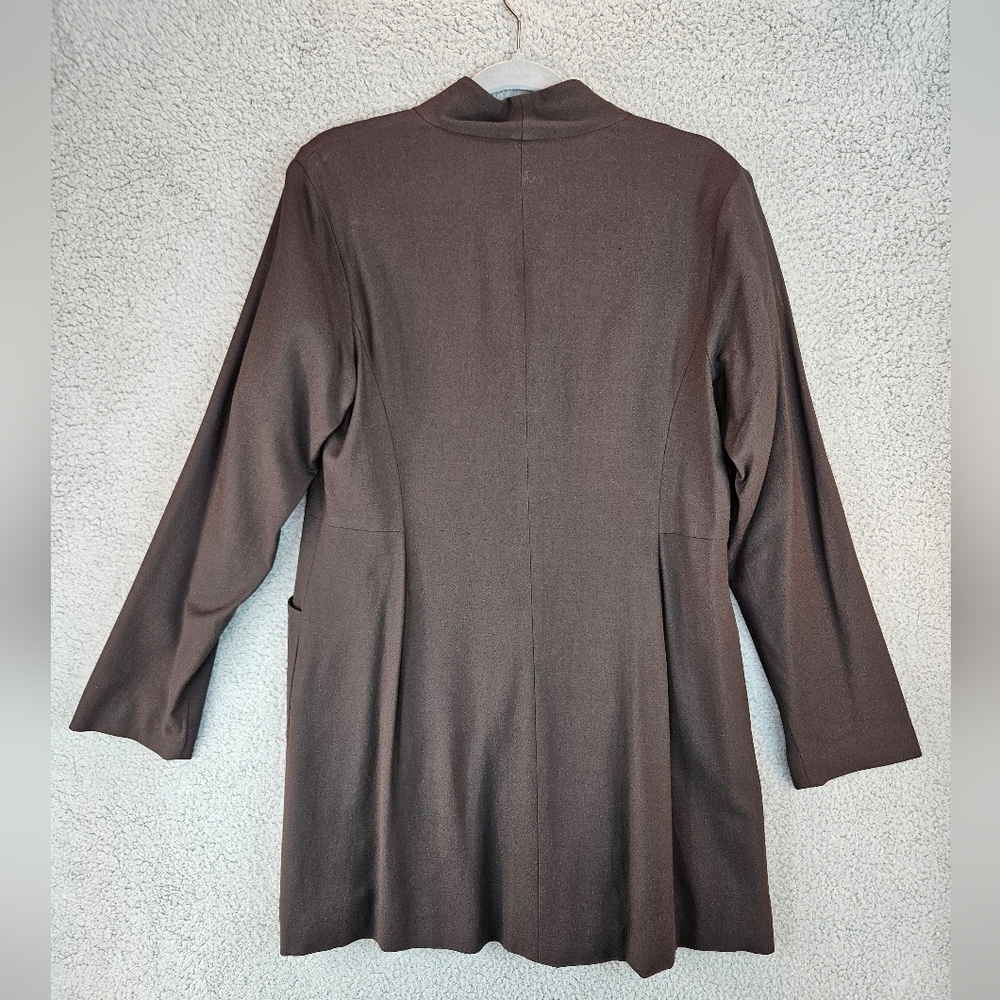 Eileen Fisher Womens Brown Wool Blend Coat Sz M Dress Coat Suit Coat Pockets - Picture 6 of 11